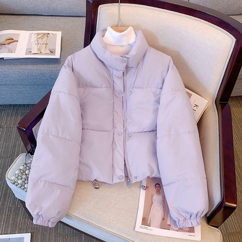Autumn Winter New Fashion Long Sleeve Stand Collar Solid Parkas Women's Clothing Korean Warm All-match Simplicity Zipper Tops