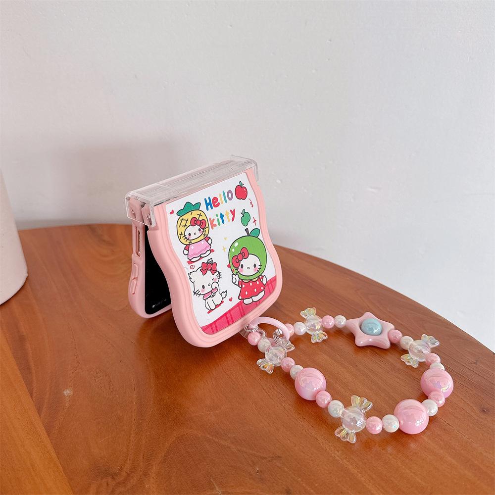Hello Kitty Samsung Galaxy Z Flip Series Folding Soft PC Phone Case with Lanyard