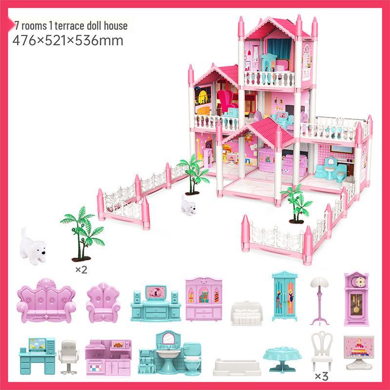 Işıklı Kendin Yap Prenses Şatosu Bebek Evi - Küçük Kızın Oyun Evi