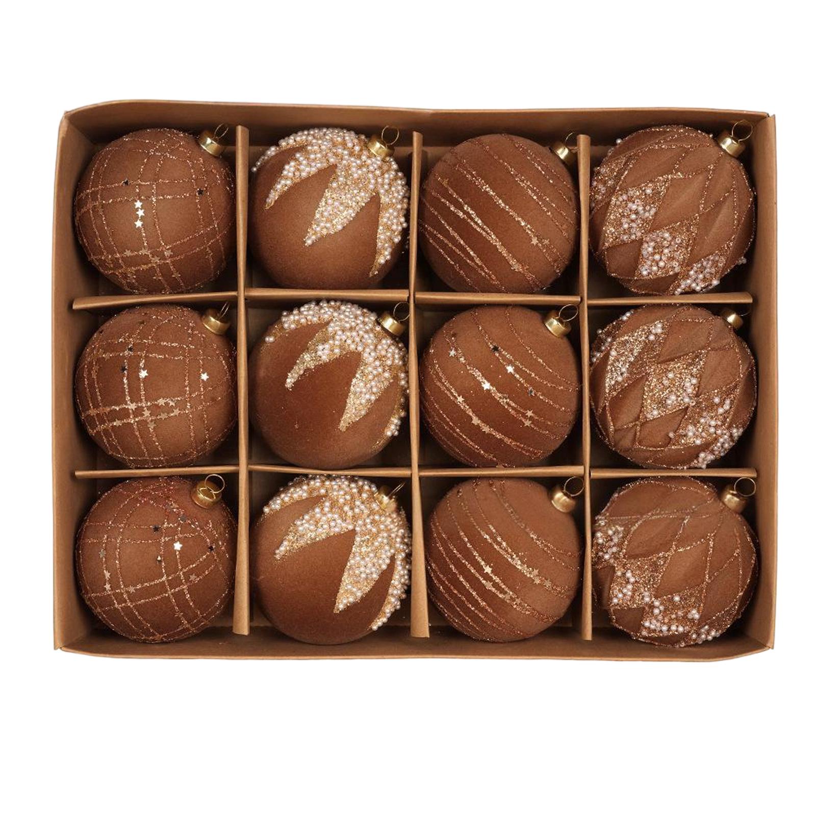 

Flocked Christmas Ball Decorations, Painted Flocked Christmas Ball Set, Christmas Tree Ornaments One Size