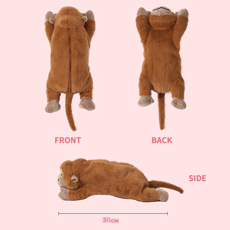 Cartoon Animal Gorilla Plush Pencil Case Large Capacity Soft Holder for Students School Office Girls Boys