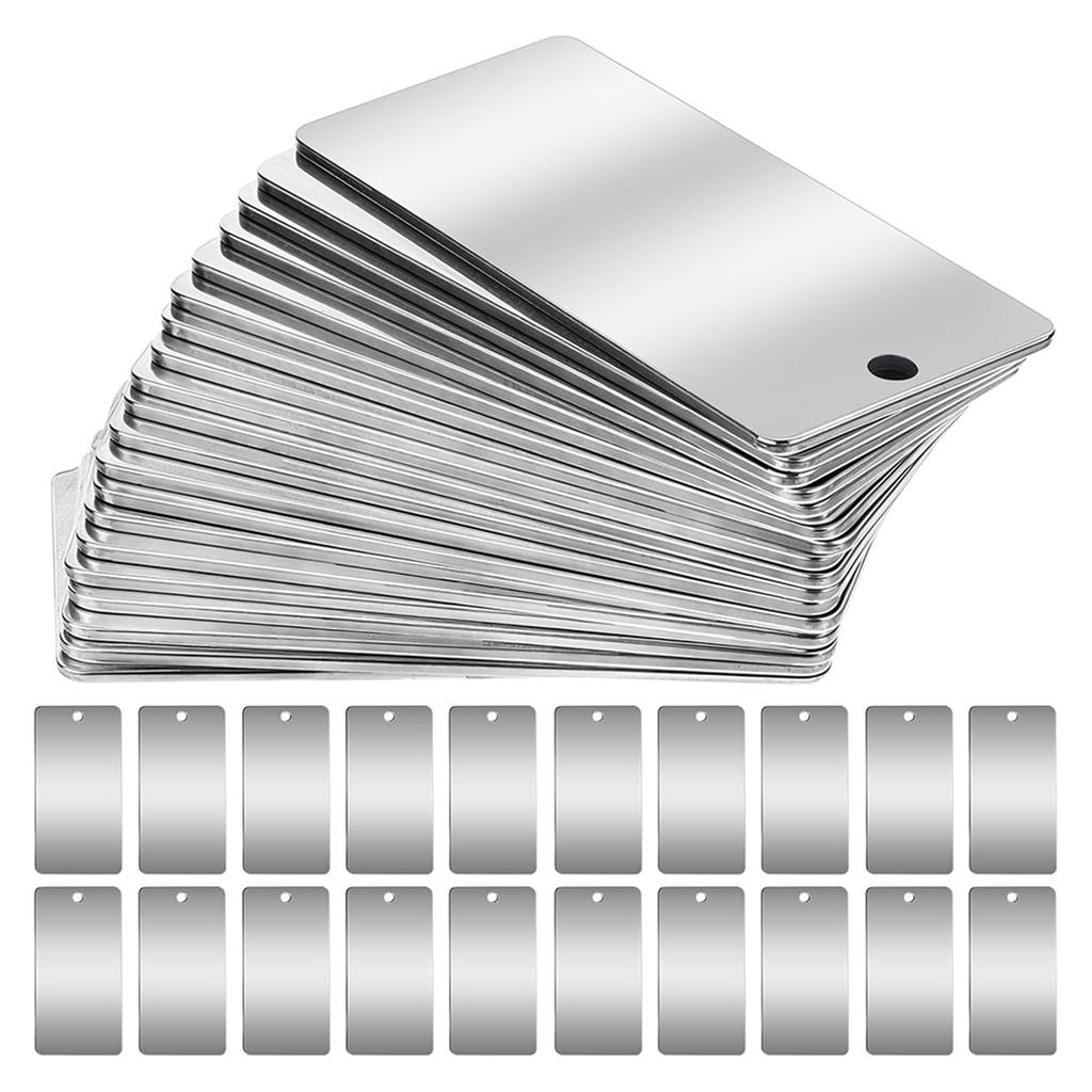 2026+ 50 Pack Stainless Steel Metal Engraving Blanks, Rectangle Blank Tags for Stamping, 1x2 Inch