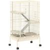 4-Level Rolling Small Animal Cage, Rabbit Cage with 3 Ramps, Water Bottle, Food Dish, 15cm Deep Tray, Beige