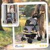 Dog Pram Dog Stroller Foldable Pet Pushchair with 4 Wheels, Safety Leashes, Cup Holder for Small Dogs, Grey