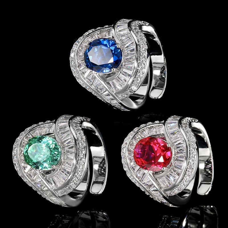 Jewelry Copper Bottom Gold-Plated Simulation Para Green Ring Main Stone 8 * 10