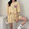 Women summer Casual Sports Loose Short Sleeve Top & Shorts Letter Printed Cotton Outfit  Two Piece Clothes Set