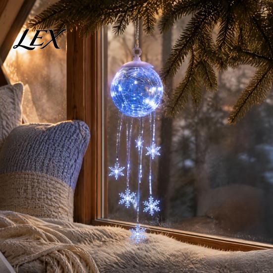 Christmas Tree Decorations LED Hanging Ornament, Icy Glow Sparkling Snowflake Cascade Decoration, Seasonal Decorative Accents Winter Lighted Decor for
