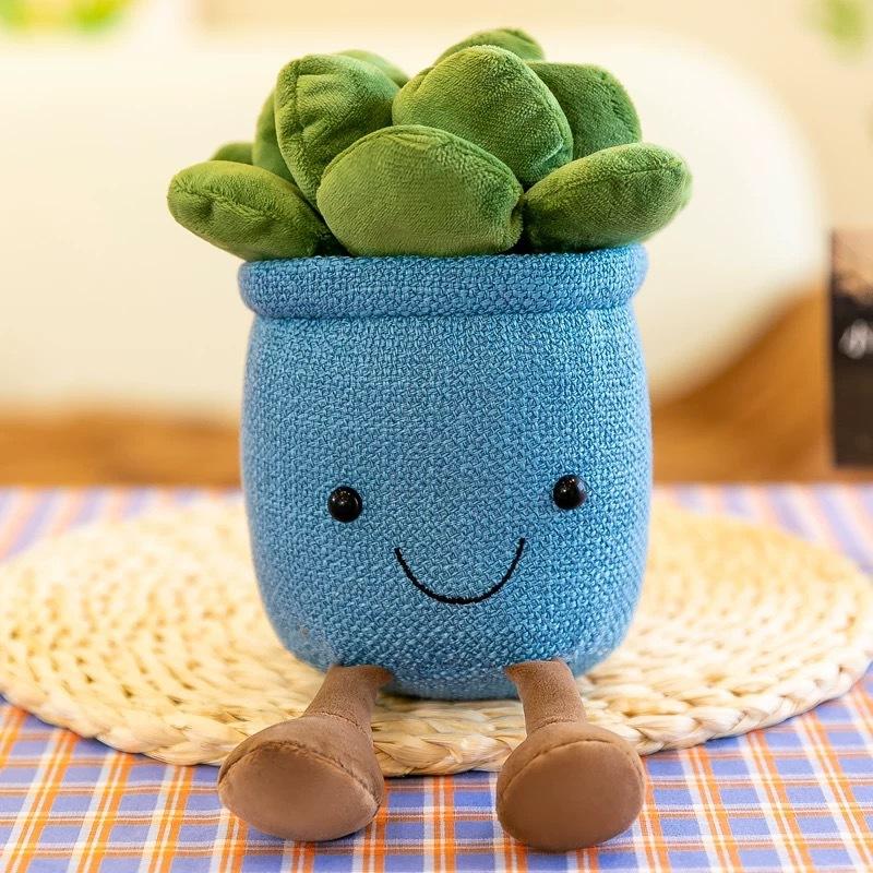 

Simulated Fortune Tree Potted Plant Ornament Doll Living Room Plant Bouquet Plush Toy Doll Office Decor 20cm синий