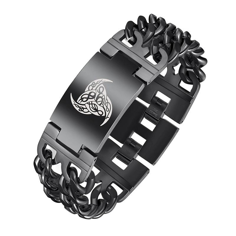 Nordic Viking Rune Totem Triangle Wheel Fashion Dominance Men's Cuban Bracelet 2025