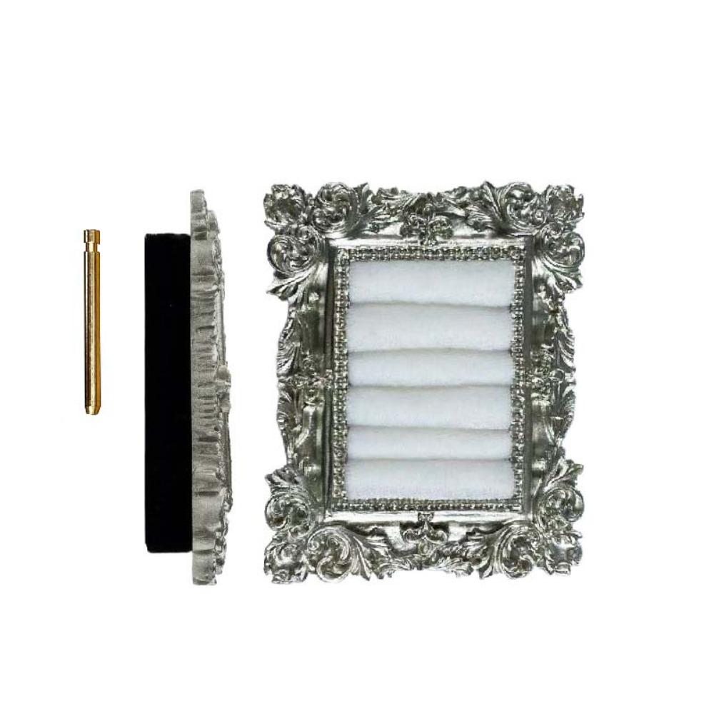 

Baroque Design Velvet Earring Tray Mini Jewelry Storage Organizer Ring Display Stand Show Case бежевый
