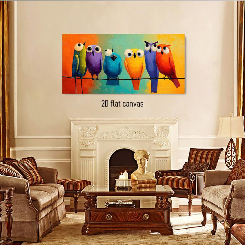1pcs Modern Simple Cartoon Animal Canvas Painting Nordic Style Children's Room Decoration Painting Colorful Bird Frameless Hangi