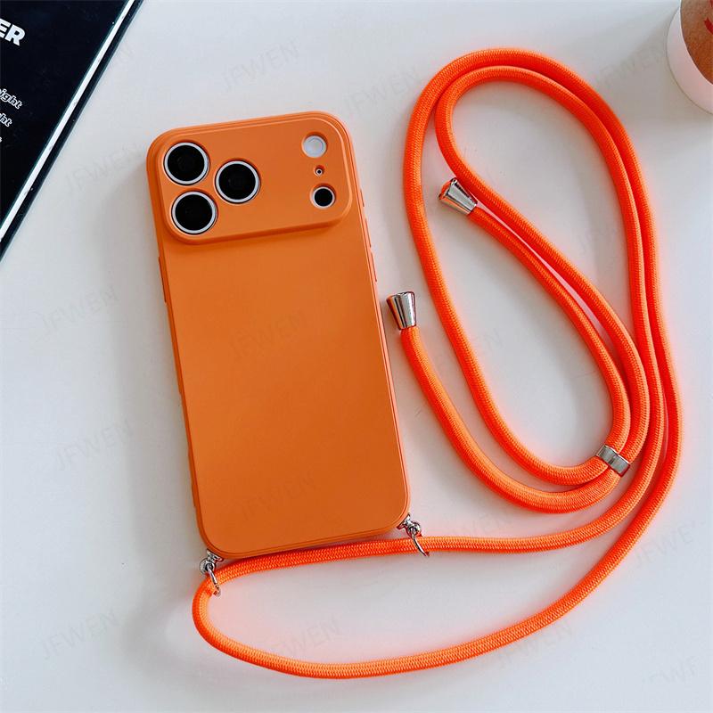 Umhängeband Einfarbige Hülle Für iphone 17 Air 16 15 14 Plus 13 Pro Max Luxus Stoßfestes Silikon Weiche TPU Rückseite