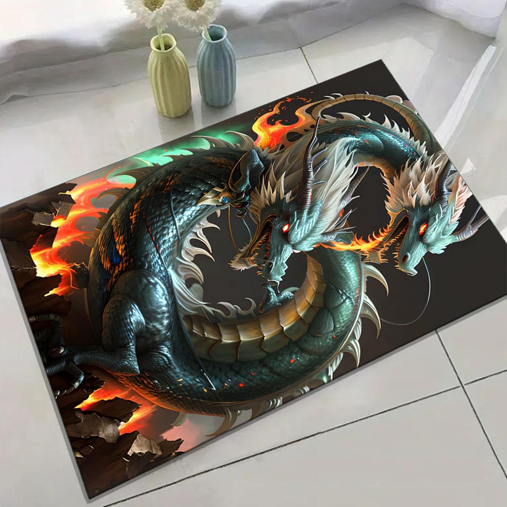 Dragon Printed Area Rug,Anti-slip and Durable Floor Mat,Suitable for Office,Hotel Floor Decor,Kitchen,Home Decor,Living Room,Bed