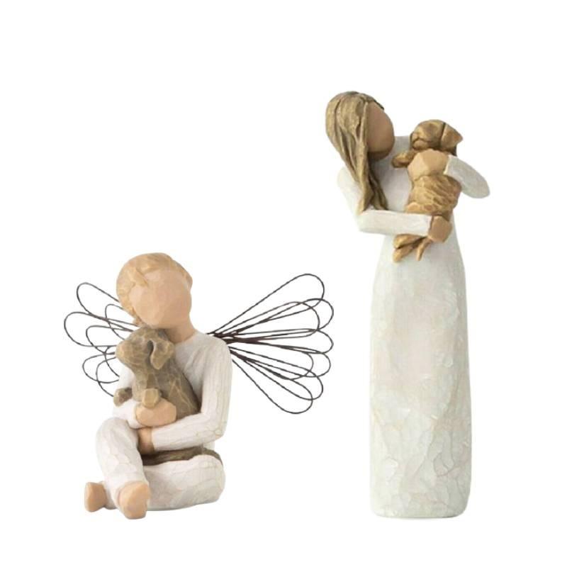 Tree Angels Willow Figurine Embrace Pet Ornament Sculptures Statue Gift Resin