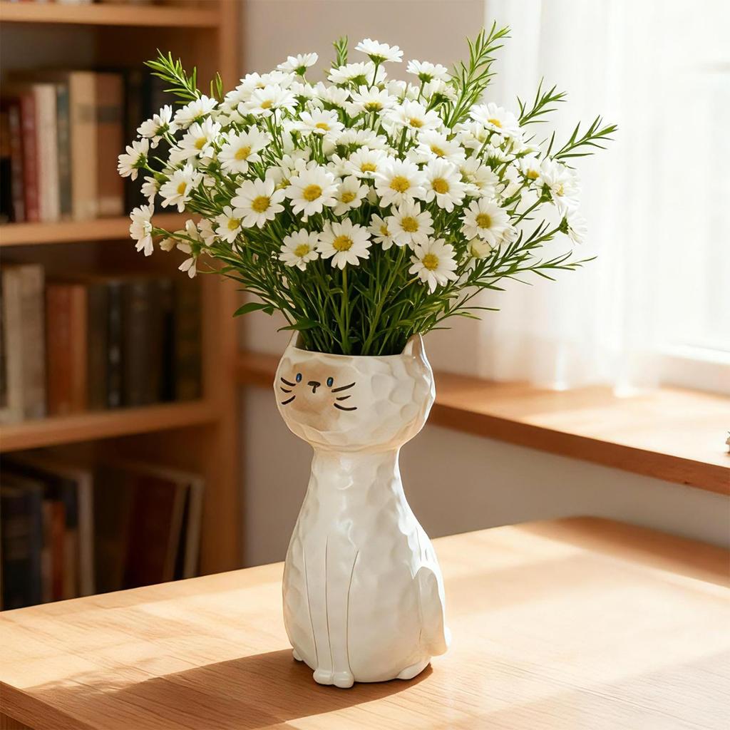 Siamese Cat Vase Cat Shaped Resin Floral Vase Decorative Dry Flower Arrangement Pot Home Decoration Gift For Cat Lovers