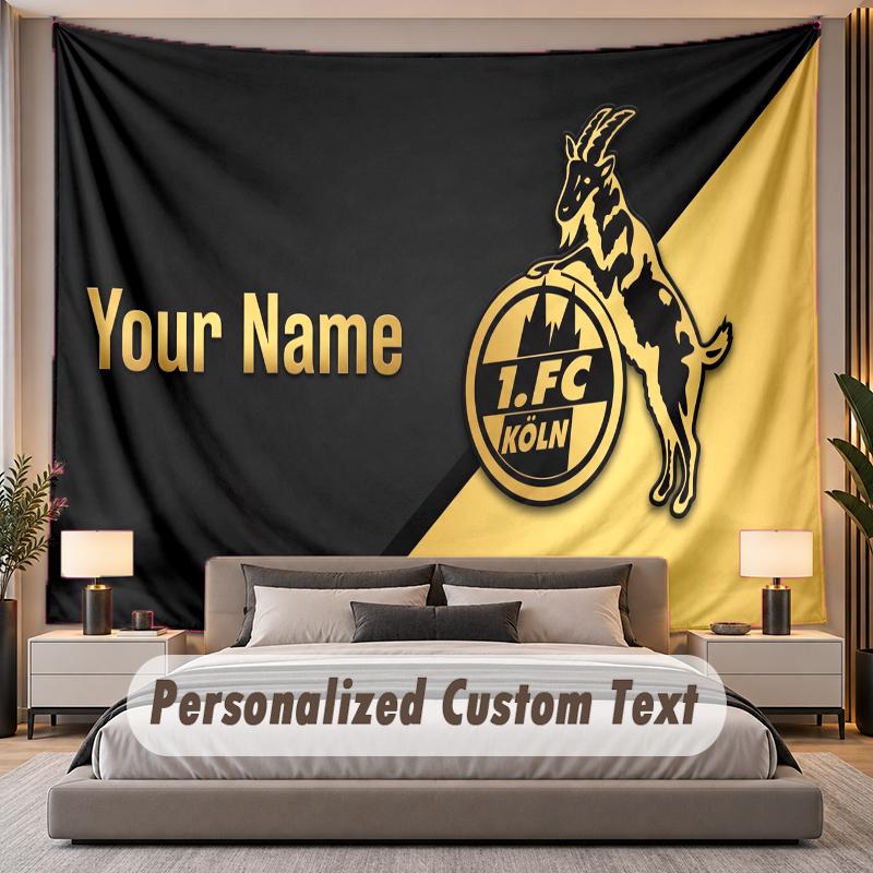Custom Name Text Tapestry FC Köln Personalized Polyester Wall Tapestry For Bedroom And Room
