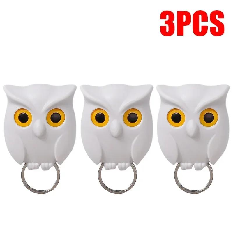 1/3PCS Magnetic Owl Key Holders Self Adhesive Magnets Hold Keychain Key Hanger Hooks Will Open Eyes Home Wall Decorative Hooks