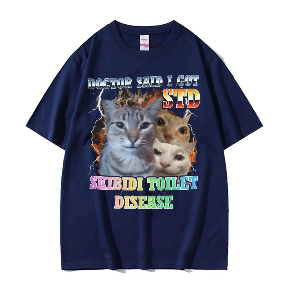 Doctor Said Icot Std Skibidi Toilet Disease Funny Cat Meme Tee Shirt Unisex Women Clothing Kawaii Cute High Quality Cotton Tshirts