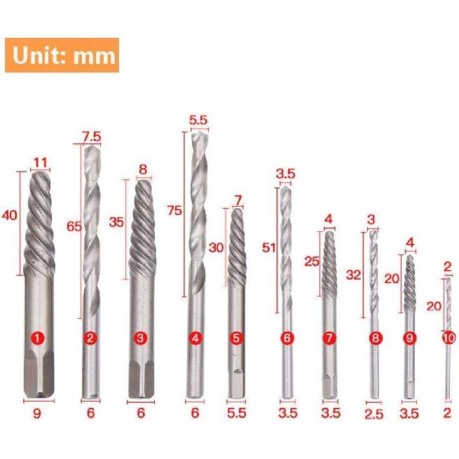 11 PCS Screw Extractor Tool Kit Set, Remove Broken Bolt Fastener,Use by Manually or with a Hammer or Electric Drill