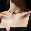 Titanium Steel Retro Green Butterfly Necklace