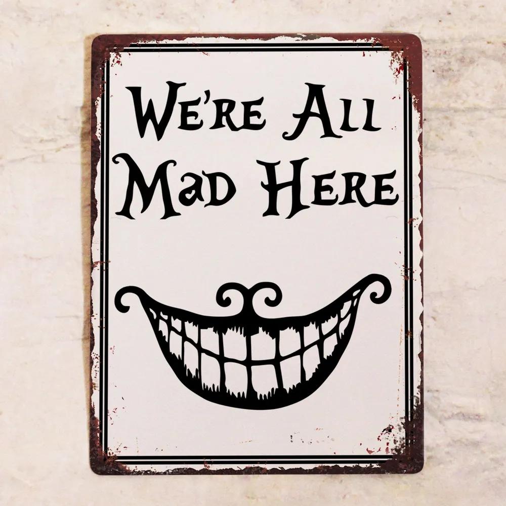 Cool Sign with Cheshire Cat, Metal, 20x30 Cm.