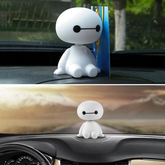 Car Auto Shaking Baymax Doll Head Action Figures Toy Collectible Ornament Decor