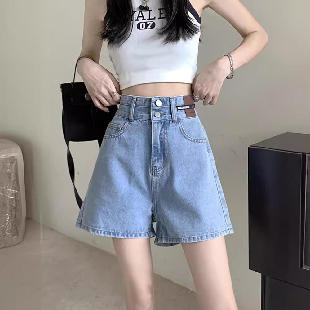 Women's High Waist Denim Shorts Loose A Line Wide Leg Non-Stretch Lightweight Hot Pants For Plus Size Petite Summer Commute Outfit