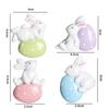 4Pcs Happy Easter DIY Easter Bunny Stickers Cartoon Resin Easter Decorations Kawaii 3D Refrigerator Stickers Party Decoration