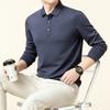 High-End Herren Langarm Jacquard Stoff T-Shirt mit Ananas Muster Locker Mittel Polohemd