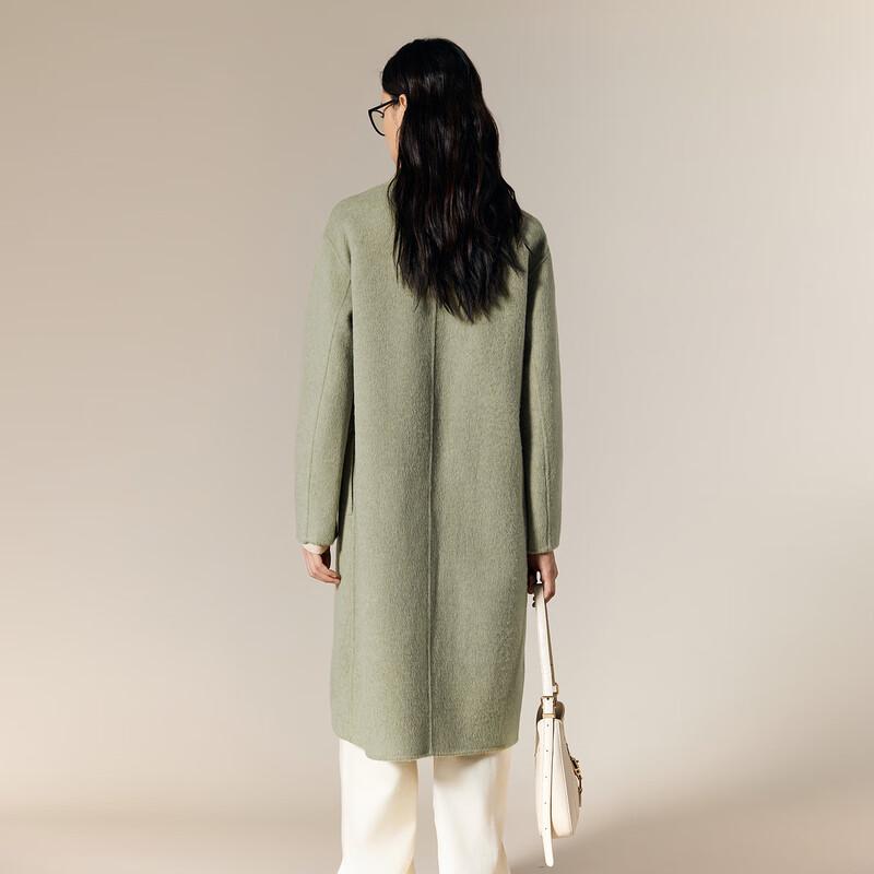 Gejin Women's Peak Lapel Merino Wool Long Coat