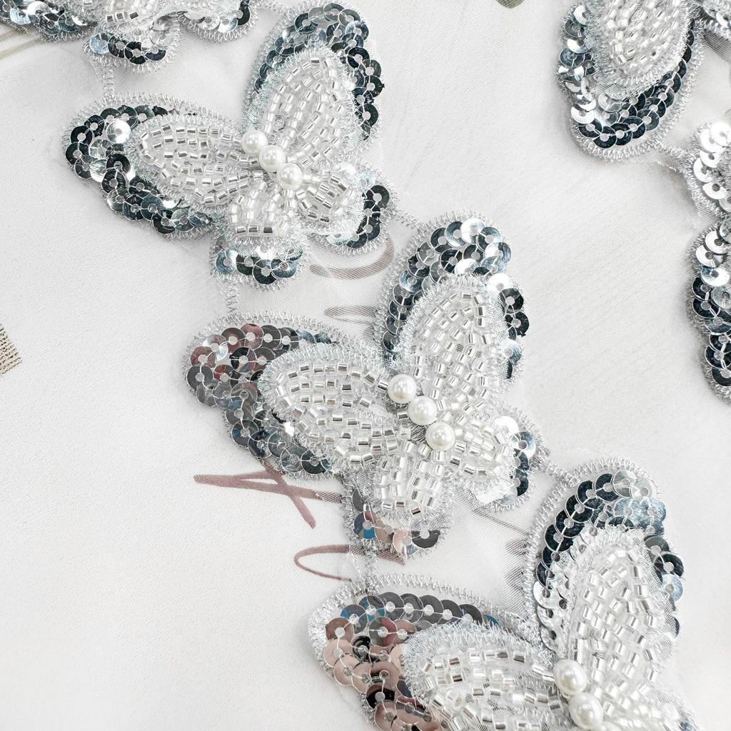 Exquisite Multi-Color Handmade Bead Embroidery Butterfly Decorative Clothing Hair Accessories Bag Accessories Lace Butterfly Lace Accessories