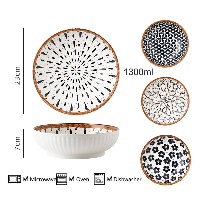 9 zoll Große Ramen Schüssel Keramik Nudel Suppe Schüssel Chinesische Küche Geschirr Porzellan Floral Rattan
