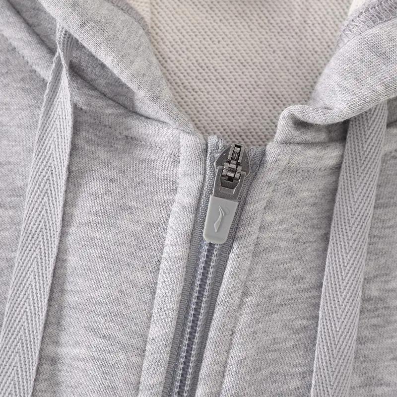 LiNing Embroidered Logo Simple Classic Versatile Loose Soft Comfortable Hooded Cardigan Long Sleeve Sweatshirt Casual Sports Suit AWDVP47-1+AKLV8AB-2