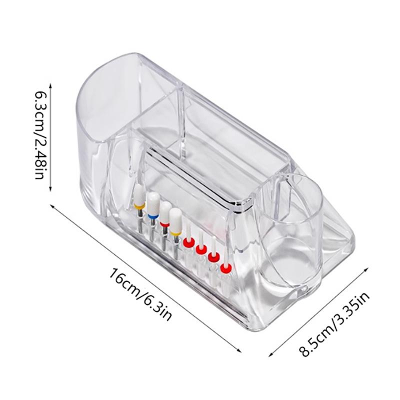 Nail Drill Bits Holder Display Clear Nail Display Box Transparent Makeup Storage Organizer Nail Manicure Tools