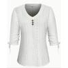 Spring and Summer New Solid Color Jacquard Button Long-sleeved Straps Hollow Loose T-shirt Top