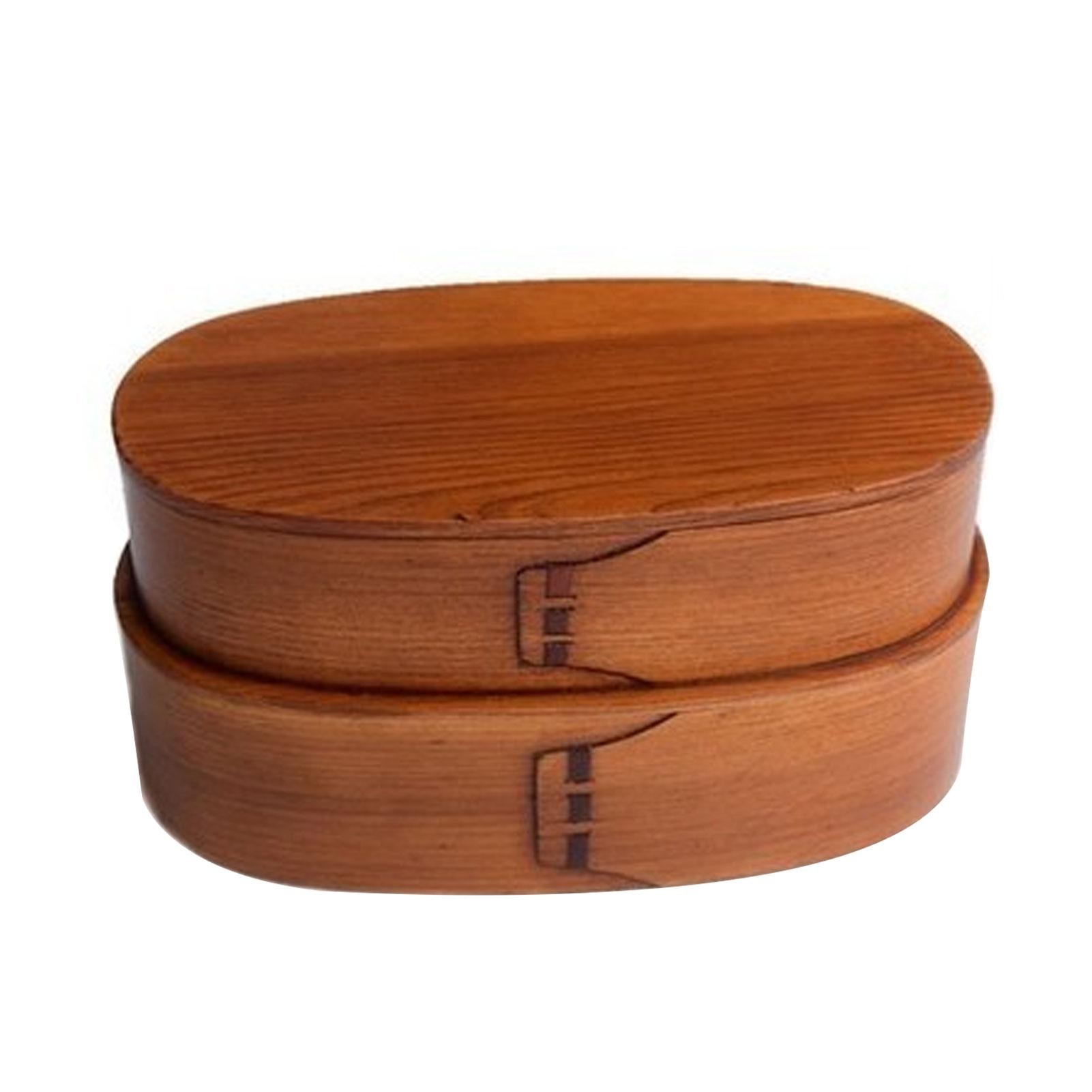 kesurpae Elegant Dinnerware Set Double-Layer Food Tableware Wooden Lunch Box is Finely Crafted with No Burrs Covered Lunch Box 2396₽