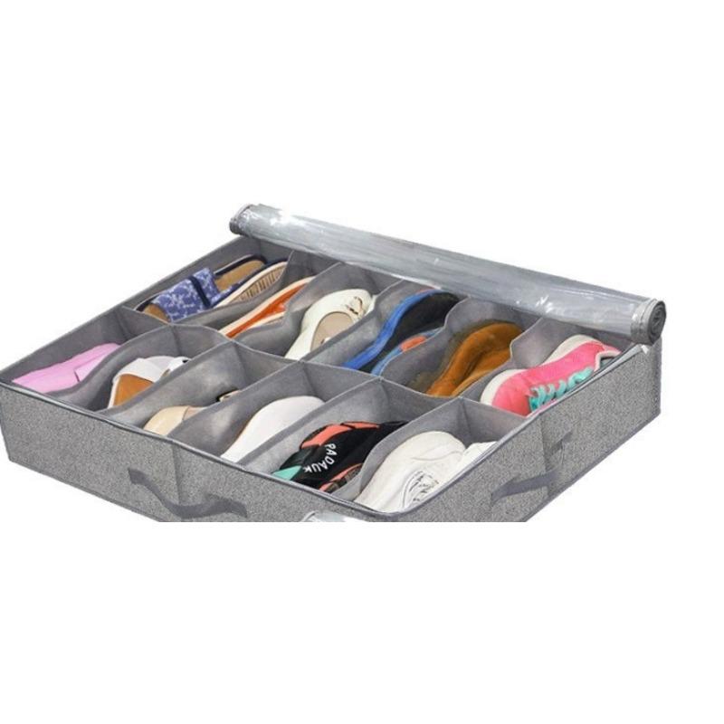 

Under-bed Shoe Storage Rack Sturdy Handle Transparent Window Premium Foldable Bed Sole Shoe Box Home Storage Convenient