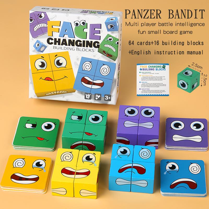 Montessori Face-changing Cube building blocks, expression puzzle toys, emotion expression games, children s educational toys