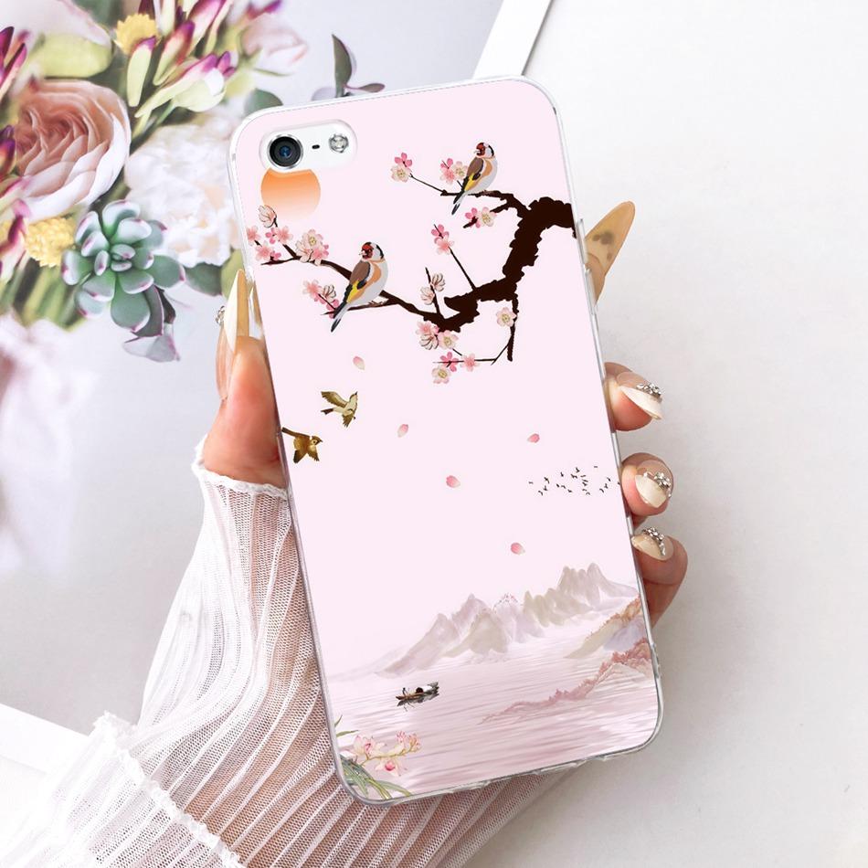 For iPhone 5 5s SE (2016) 4 4s Cute Flower Butterfly Cat Painted Case For iPhone5 iPhone4 Soft Silicone TPU Phone Cases