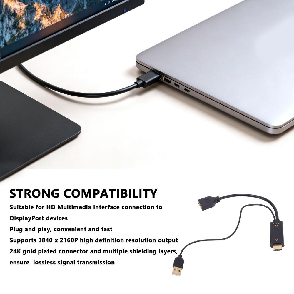 4K@60Hz HD Multimedia Interface to DisplayPort Female Cable  for High-Definition Displays