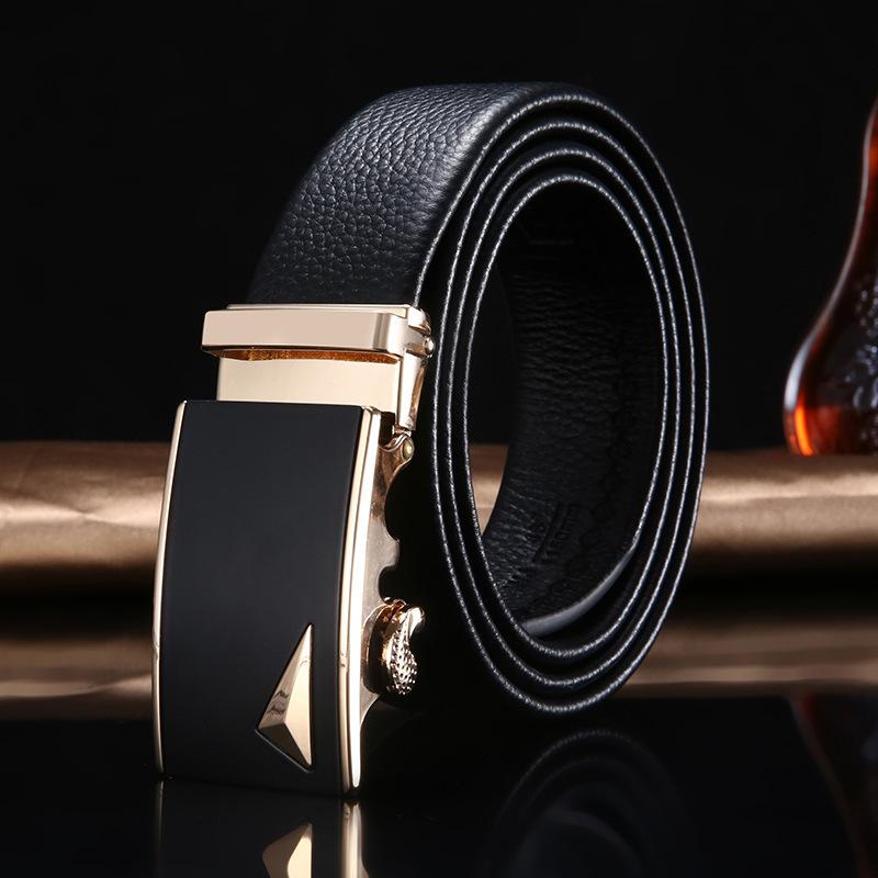 Men'S Cowhide Belt High-End Automatic Buckle Leather Belt Men'S Middle-Aged And Young Leisure Business Belt Men