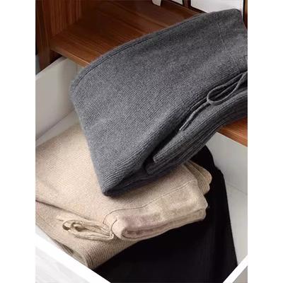 Cashmere Knitted Wide-leg Pants for Women In Autumn Elastic High Waist Draped Casual Pants Loose Extended Wool Floor Straight Pants