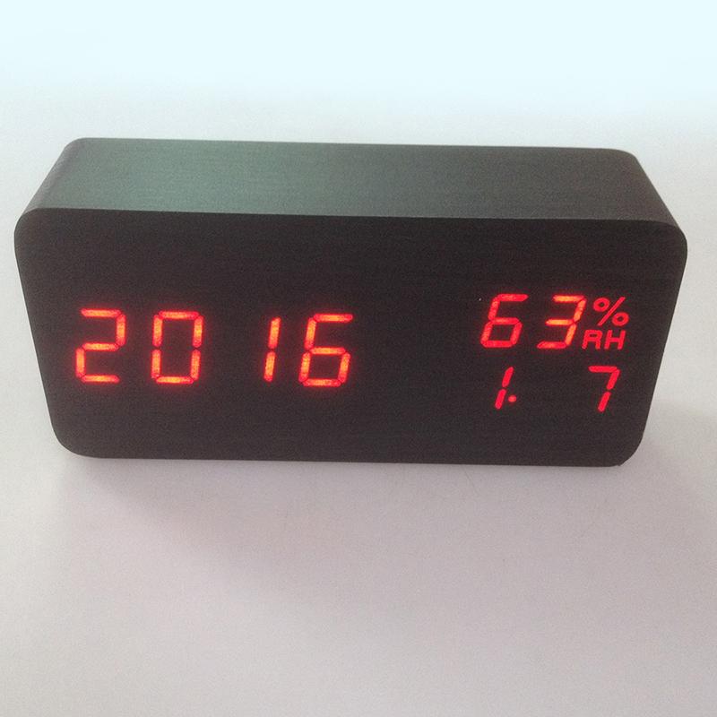 1 stücke LED Sound Control Wecker Holz Despertador Temperaturanzeige Elektronischer Wecker Schreibtischuhr Digitale Holz Tischuhr