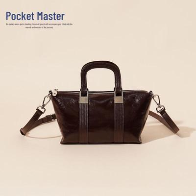 Dou Xiaozhu Retro Genuine Leather Pillow Crossbody Bag