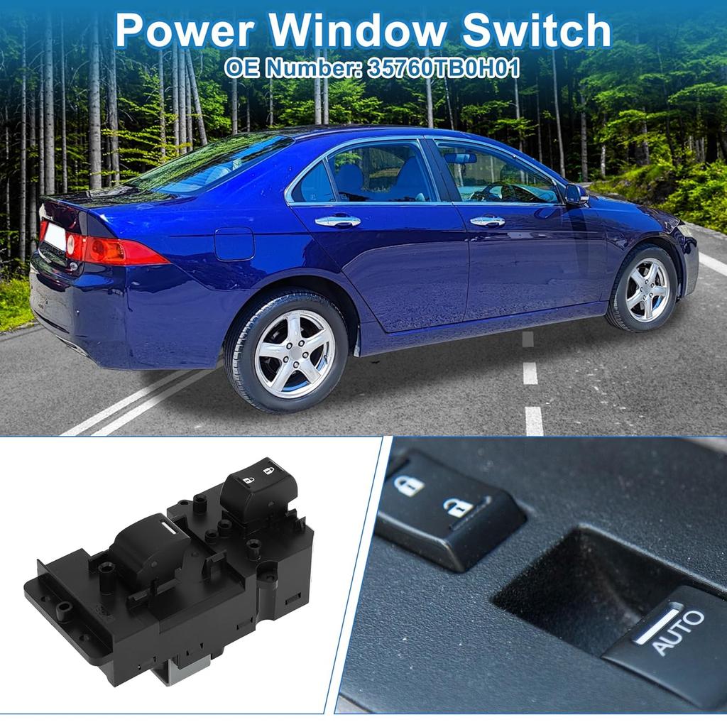Power Window Switch No.35760TB0H01 Front Right Passenger Side Window Control Switch for Honda Accord 2008-2013 Black