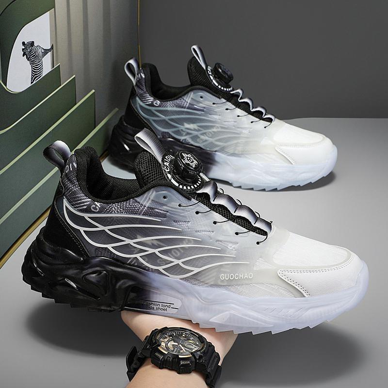 Summer new fly-woven mesh breathable running shoes low-top couple rotating buckle casual sports trendy shoes 36