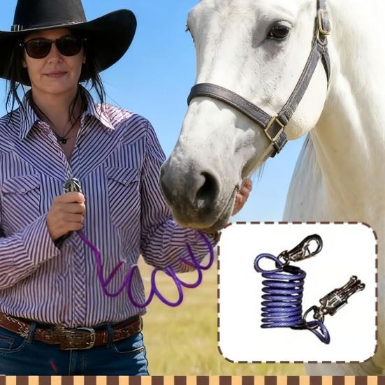 Corda elastica per cavalli regolabile, estensore per guinzaglio equino, corda elastica a spirale ammortizzante per campeggio, equitazione su sentiero, toelettatura