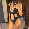 Sexy Tummy Cut Out Halter Backless One Piece Swimsuit Women Swimwear Female High Leg Cut Monokini Bather Bathing Suit Swim