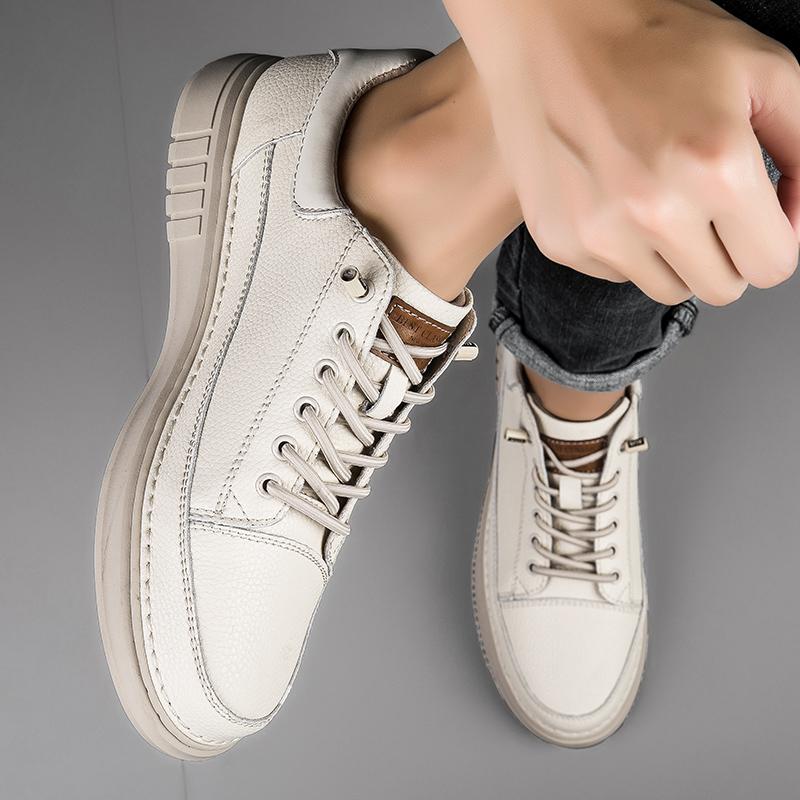 Fashion Leather Men Skateboarding Shoes Outdoor Casual Shoes Men Comfortable Flats White Shoes for Men Sneakers Big Size 48 49