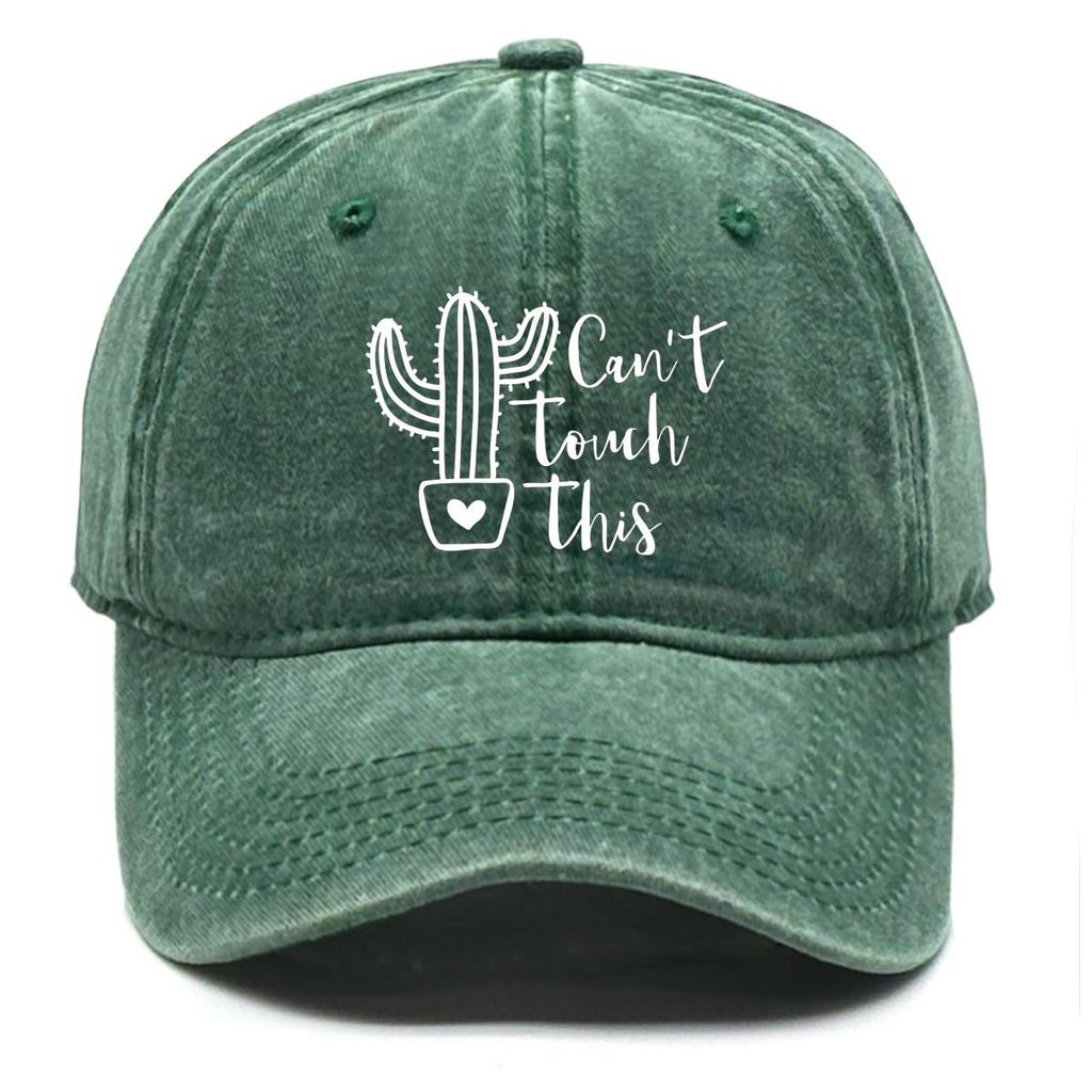 can't touch this" Cactus Print Snapback Sun Hat, Plant Sports Hat Cozy Sun Protective Non-Stretch Fabric Stylish Snapback Baseball Cap